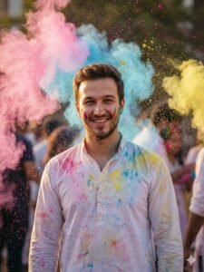 Cinematic Holi Color Explosion Portrait Prompt