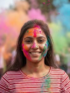 Holi Queen Color Splash Portrait Prompt
