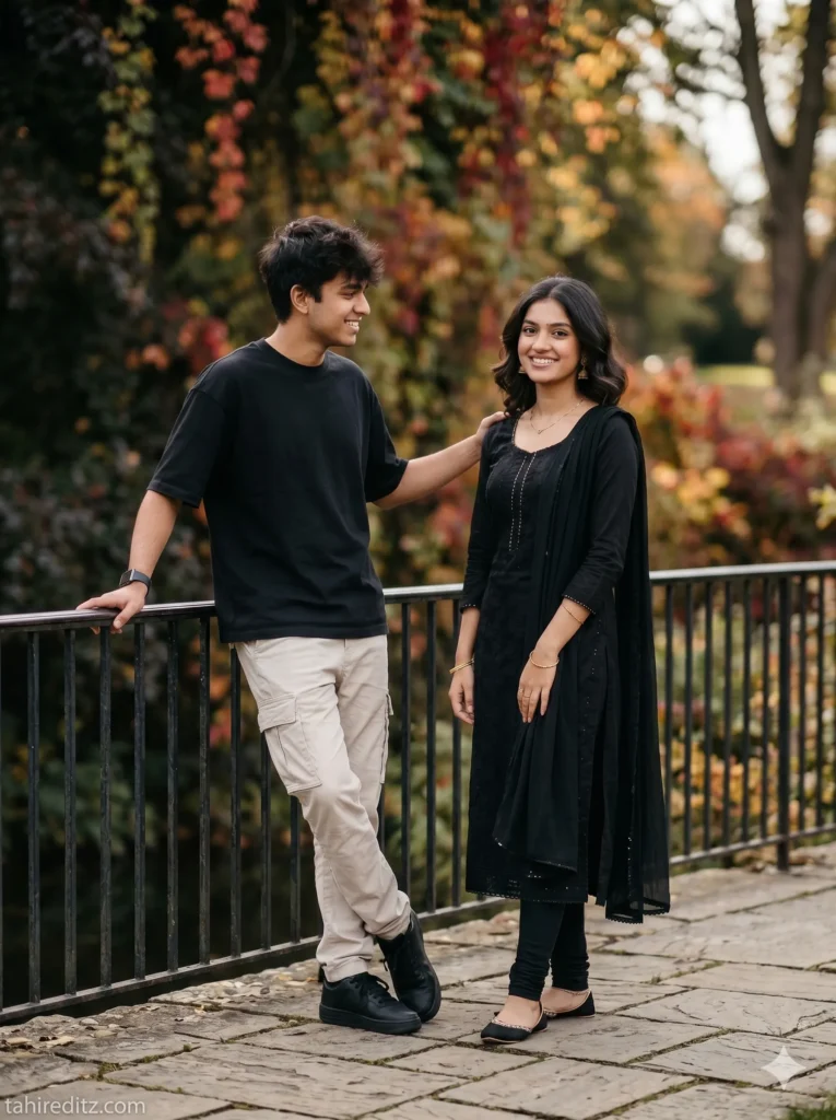 Stylish Outdoor Fashion Couple Portrait