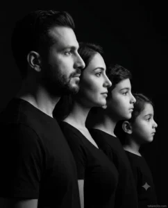 Classic Black & White Family Studio Portrait