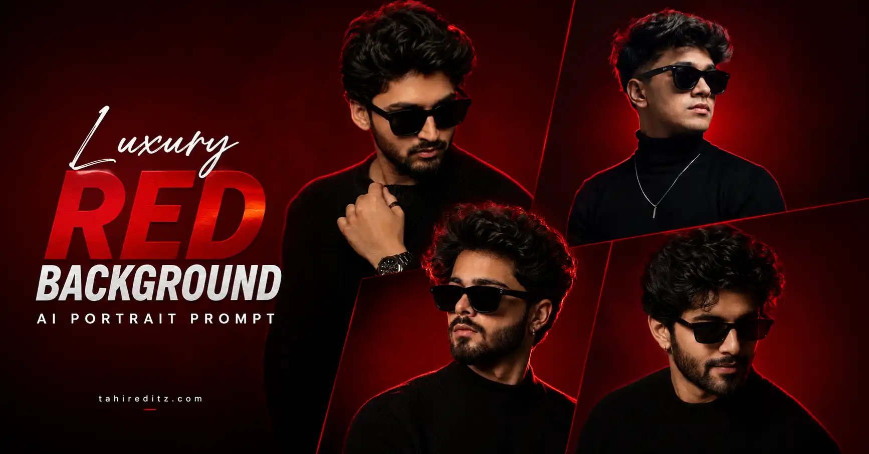 Luxury Red Background AI Portrait Prompt