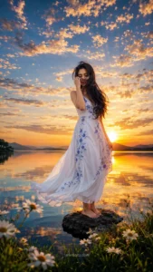 Dreamy Sunset Lakeside Portrait