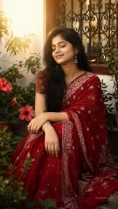 Golden Hour Garden Saree Portrait