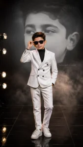 Luxury White Suit Kid Superstar Portrait