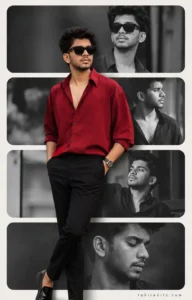 Modern Editorial Red Shirt Collage Poster