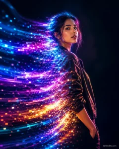 Neon Pixel Energy Portrait