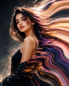 Premium Flowing Pixel Stretch Portrait