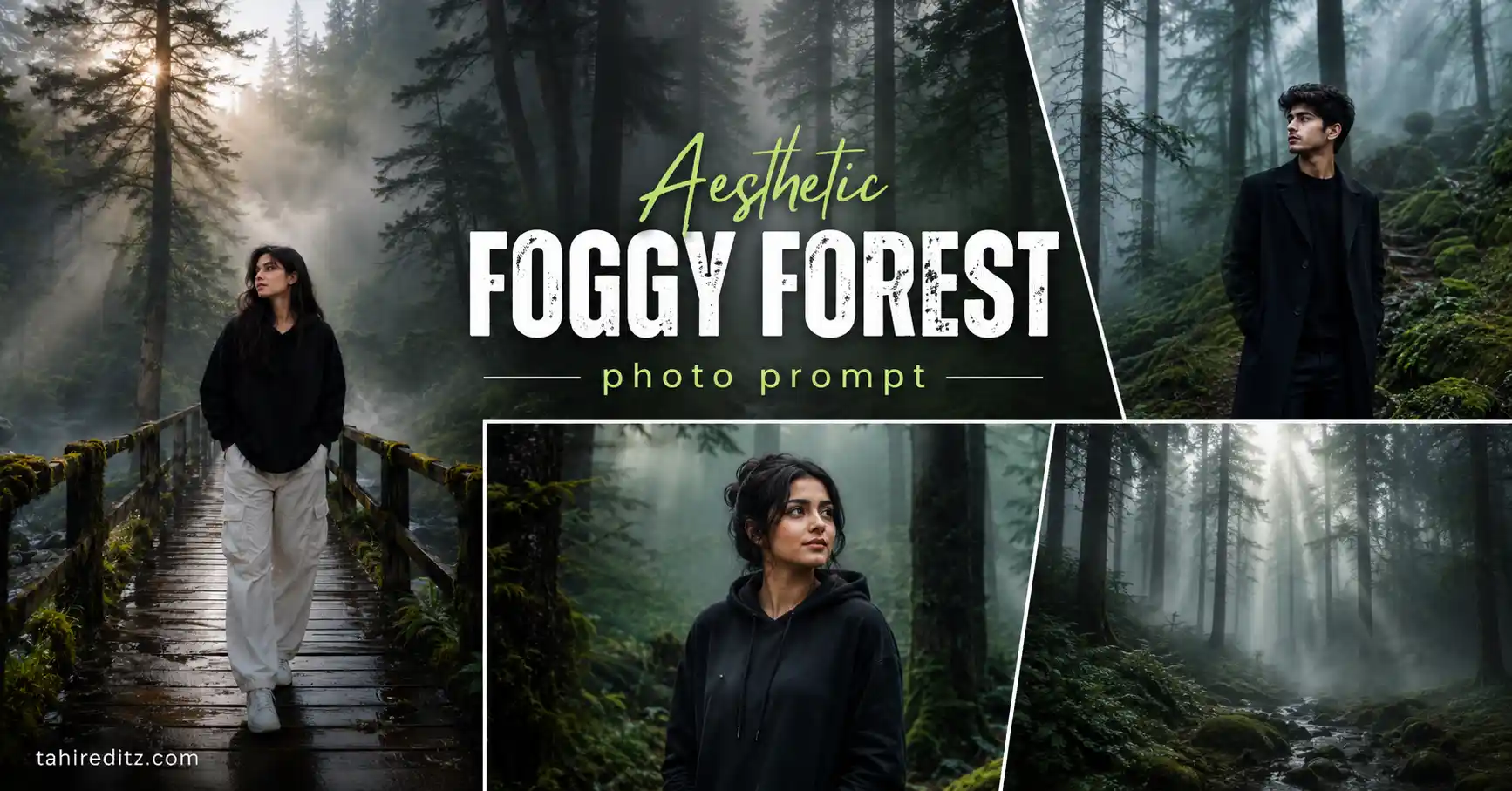Misty Forest Wooden Bridge Portrait