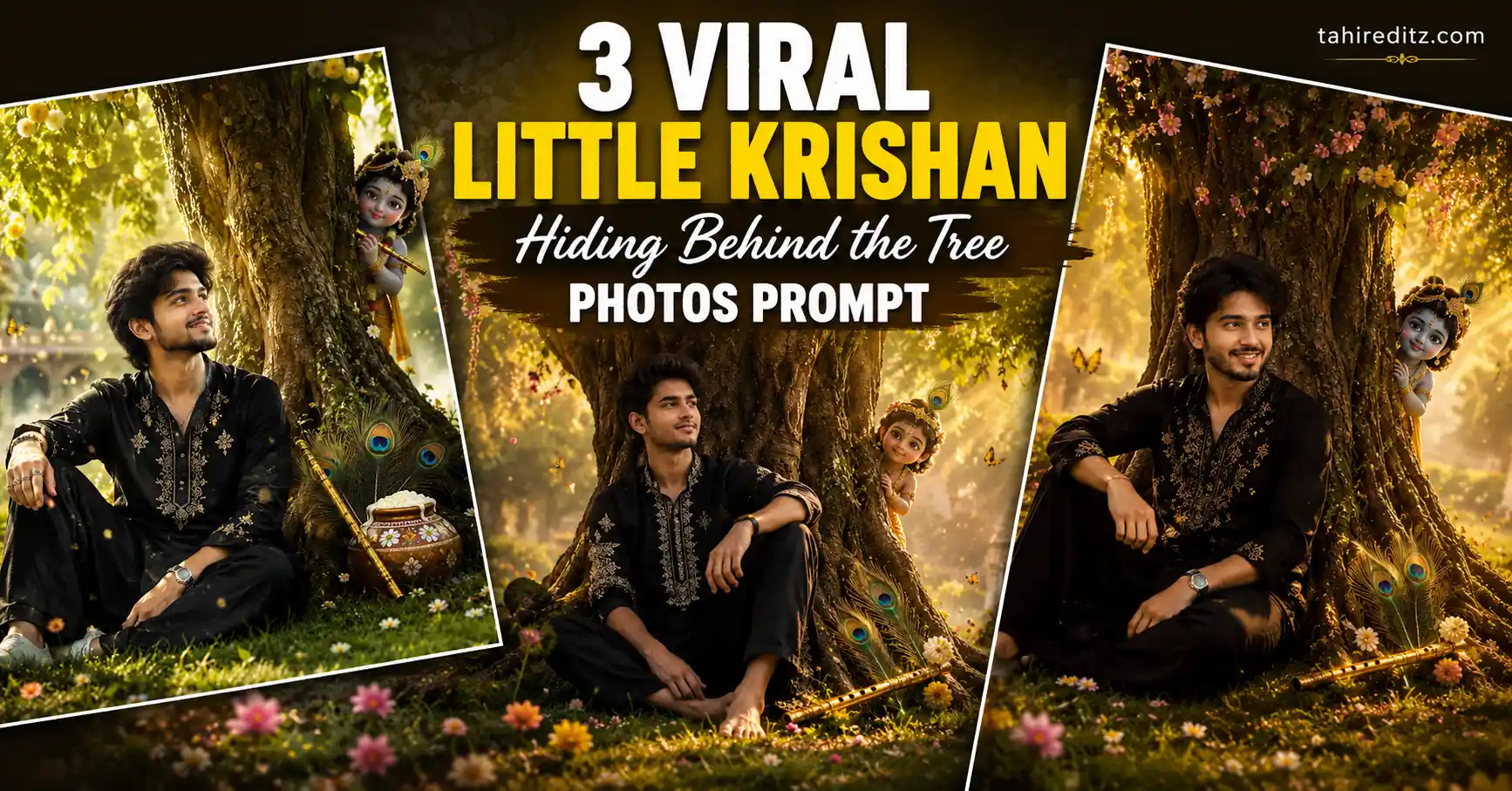 Little Krishan Hiding Behind the Tree Photos Prompt