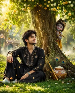 Little Krishna Blessing Under the Kadamba Tree